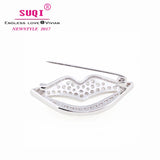 Crystal Rhinestone Lips Brooches Pins for Women