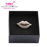 Crystal Rhinestone Lips Brooches Pins for Women