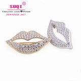Crystal Rhinestone Lips Brooches Pins for Women