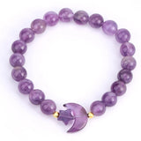 Energy Natural Stone Bracelet Star Moon Charm Bangle Amethysts Pink Quartz T019