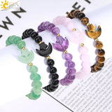 Energy Natural Stone Bracelet Star Moon Charm Bangle Amethysts Pink Quartz T019