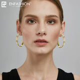 Stainless Steel Big Pearl Hoop Earrings for Women