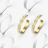 Stainless Steel Big Pearl Hoop Earrings for Women