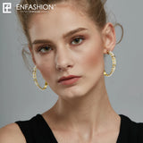 Stainless Steel Big Pearl Hoop Earrings for Women
