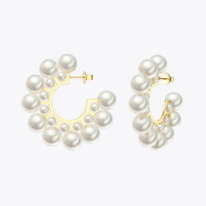 Pearl Hoop Earrings For Women Round Earring Big Circle Hoops Earings Jewelry