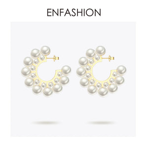 Pearl Hoop Earrings For Women Round Earring Big Circle Hoops Earings Jewelry