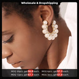 Pearl Hoop Earrings For Women Round Earring Big Circle Hoops Earings Jewelry