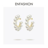 Pearl Hoop Earrings For Women Round Earring Big Circle Hoops Earings Jewelry