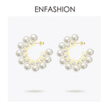 Pearl Hoop Earrings For Women Round Earring Big Circle Hoops Earings Jewelry