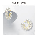 Pearl Hoop Earrings For Women Round Earring Big Circle Hoops Earings Jewelry