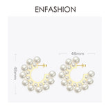 Pearl Hoop Earrings For Women Round Earring Big Circle Hoops Earings Jewelry