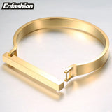 Enfashion Personalized Name Flat Bar Cuff Bracelet Bangle for Women