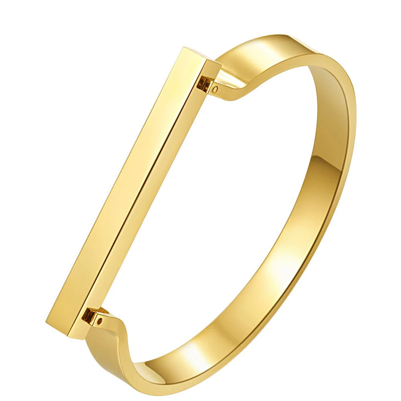 Enfashion Personalized Name Flat Bar Cuff Bracelet Bangle for Women