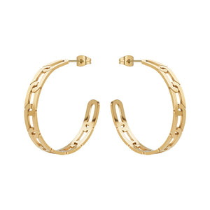 Cutout C Hoop Earrings Stainless Steel Hoops Earings For Women