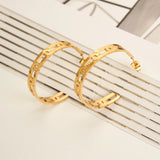 Cutout C Hoop Earrings Stainless Steel Hoops Earings For Women