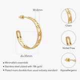 Cutout C Hoop Earrings Stainless Steel Hoops Earings For Women