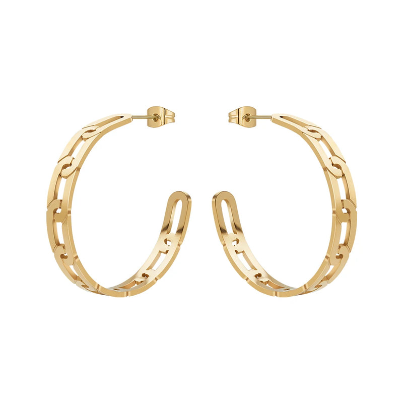 Cutout C Hoop Earrings Stainless Steel Hoops Earings For Women