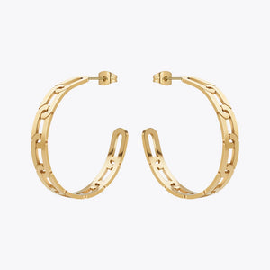 Cutout C Hoop Earrings Stainless Steel Hoops Earings For Women