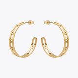 Cutout C Hoop Earrings Stainless Steel Hoops Earings For Women