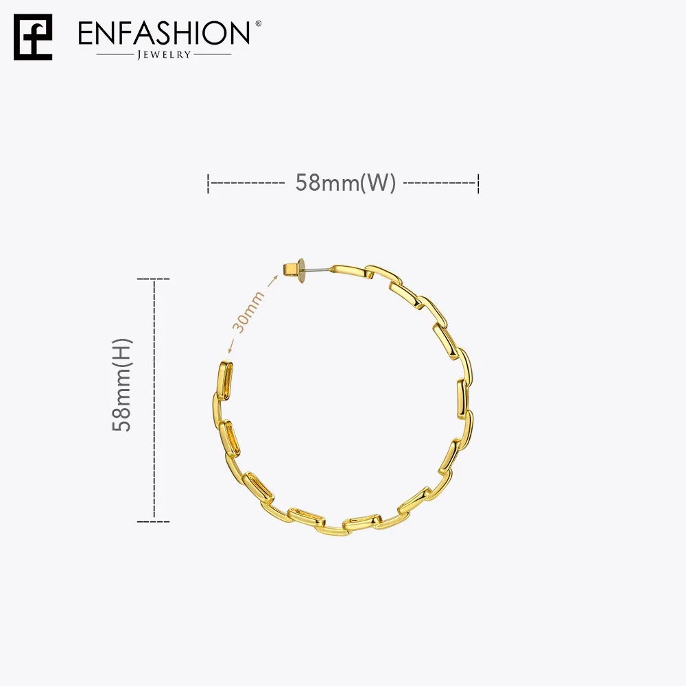 Pure Form Link Chain Hoop Earrings Big Circle Hoops Earings EF1083
