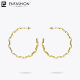 Pure Form Link Chain Hoop Earrings Big Circle Hoops Earings EF1083