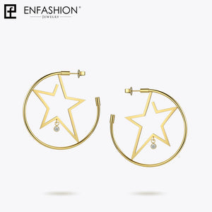 Stainless Steel Star Hoop Earrings for Women ED181079