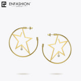 Stainless Steel Star Hoop Earrings for Women ED181079