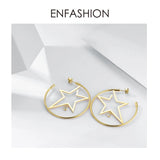 Stainless Steel Star Hoop Earrings for Women ED181079