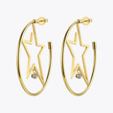 Stainless Steel Star Hoop Earrings for Women ED181079
