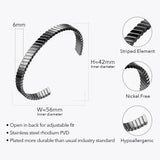 Stripe Cuff Open Bracelet Stainless Steel Bangle Women