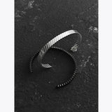 Stripe Cuff Open Bracelet Stainless Steel Bangle Women