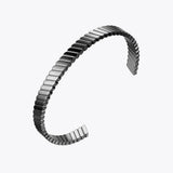 Stripe Cuff Open Bracelet Stainless Steel Bangle Women