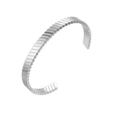 Stripe Cuff Open Bracelet Stainless Steel Bangle Women