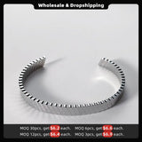 Stripe Cuff Open Bracelet Stainless Steel Bangle Women