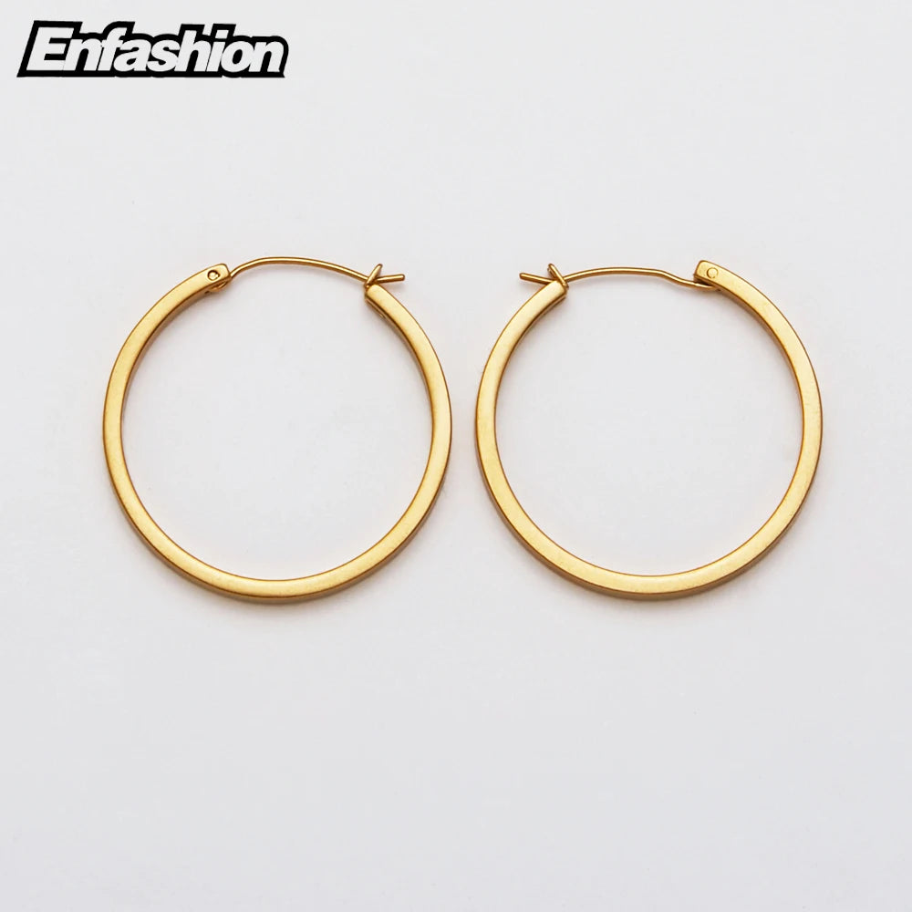 Vintage Circle Large Hoop Earrings Stainless Steel Big Hoops Earrings