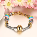 LGBT Rainbow Ball Charm Bracelet Stainless Steel