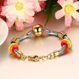 LGBT Rainbow Ball Charm Bracelet Stainless Steel