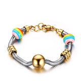 LGBT Rainbow Ball Charm Bracelet Stainless Steel