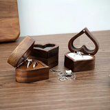 Heart Shape Wooden Jewelry Box Ring Storage Holder