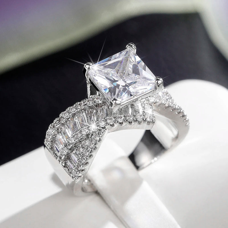 Vintage Wedding Bands Micro Pave Engagement Rings Jewelry Women Romantic