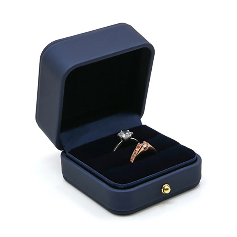 Green Leather Engagement Ring Box Gorgeous Vintage Double Slot Ring Box