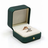 Green Leather Engagement Ring Box Gorgeous Vintage Double Slot Ring Box