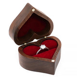 Heart Shape Wooden Engagement Ring Box