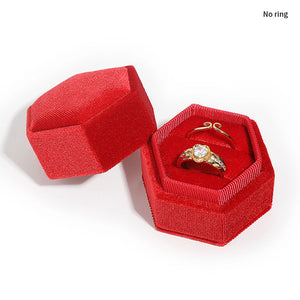 Engagement Ring Box Jewelry Display Corduroy Soft Square Hexagonal Slot Holder W