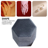 Engagement Ring Box Jewelry Display Corduroy Soft Square Hexagonal Slot Holder W