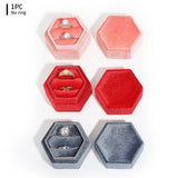 Engagement Ring Box Jewelry Display Corduroy Soft Square Hexagonal Slot Holder W