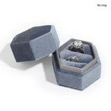 Engagement Ring Box Jewelry Display Corduroy Soft Square Hexagonal Slot Holder W