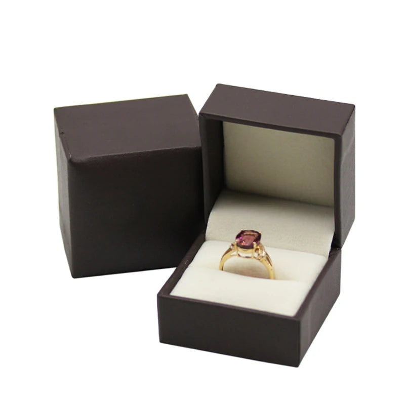Leather Square Engagement Ring Box Wedding Organizer