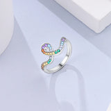 925 Sterling Silver Pink Heart Zircon Ring Romantic Wedding Jewelry