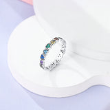 925 Sterling Silver Pink Heart Zircon Ring Romantic Wedding Jewelry